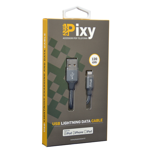 CAVO DATI E ALIMENTAZIONE LIGHTNING 1,2M MFI APPLE PIXY PCV-A01