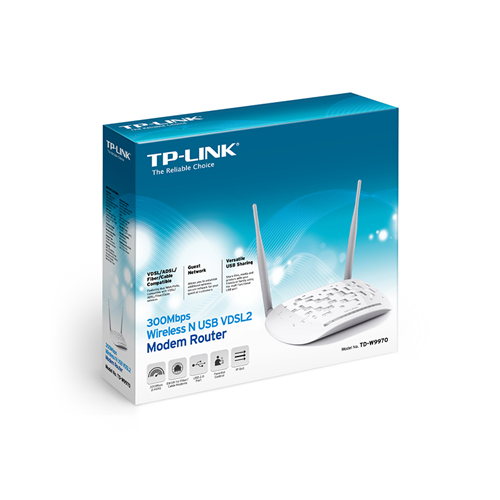 MODEM ROUTER ADSL2+ WIRELESS N 300MBPS 4*ETHERNET 1*USB 1*WAN TP-LINK TD-W9970