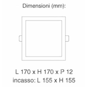 V-TAC PRO VT-612 SQ PANNELLO LED QUADRATO 12W SMD DA INCASSO CON DRIVER CON CHIP SAMSUNG COLORE BIANCO NATURALE - SKU 710