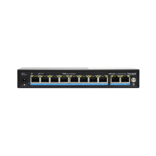 SWITCH POE+ VULTECH SECURITY 8 PORTE 10/100 FE + 2 PORTE UPLINK 10/100/1000 GE 120W AI SMART