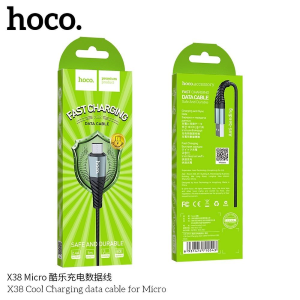 HOCO - CAVO DATI COOL CHARGING (X38) - USB-A A MICRO-USB, 12W, 2.4A, 1.0M - NERO