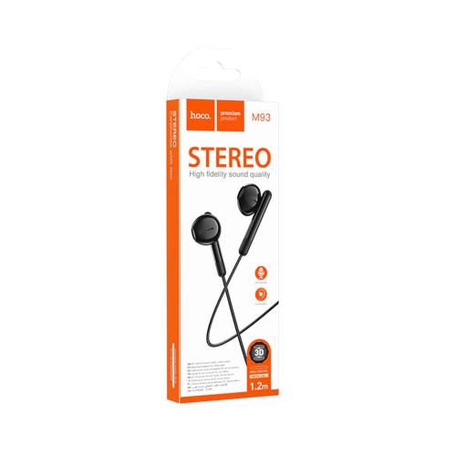 HOCO - AURICOLARI STEREO M93 - JACK 3,5 MM CON MICROFONO, 1,2 M - NERO