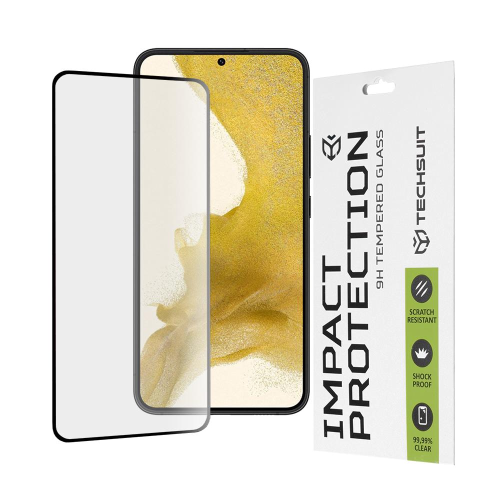 TECHSUIT - VETRO TEMPERATO 111D FULL COVER / FULL GLUE GLASS - S22 PLUS - NERO BULK