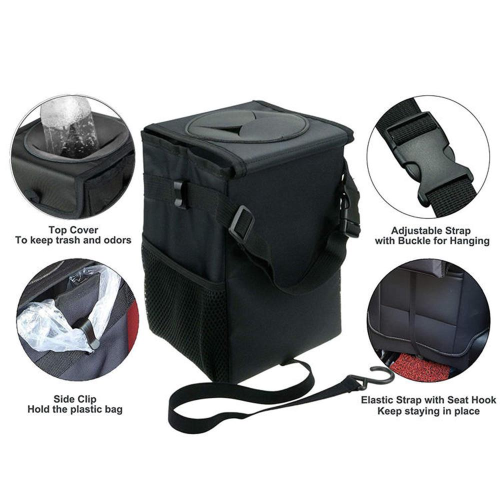 TECHSUIT - CAR ORGANIZER (CO-T3) - CESTINO AUTO PIEGHEVOLE CON TASCHE PORTAOGGETTI - NERO