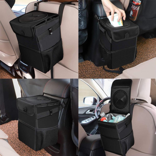 TECHSUIT - CAR ORGANIZER (CO-T3) - CESTINO AUTO PIEGHEVOLE CON TASCHE PORTAOGGETTI - NERO