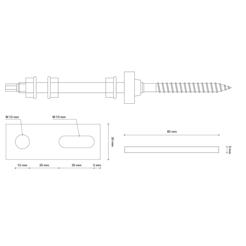 SUNKONG VITE DOPPIO FILETTO M10x300 IN ACCIAIO INOX + KIT VITERIA