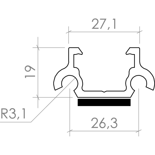 CONTACT PROFILO PER MODULI IN ORIZZONTALE COMPLANARI ALLA LAMIERA GRECATA FIXPRT2038 - LUNGHEZZA 120MM