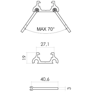 CONTACT PROFILO PER MODULI IN ORIZZONTALE COMPLANARI ALLA LAMIERA GRECATA FLYPRT2038 - LUNGHEZZA 120MM