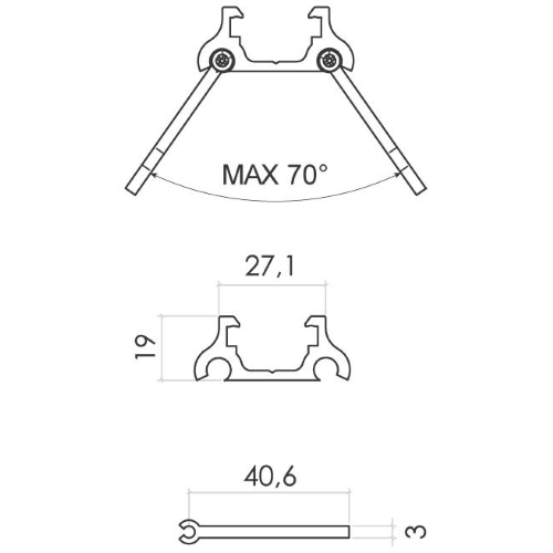 CONTACT PROFILO PER MODULI IN ORIZZONTALE COMPLANARI ALLA LAMIERA GRECATA FLYPRT2038 - LUNGHEZZA 120MM