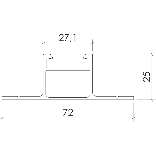 CONTACT PROFILO PER MODULI IN VERTICALE COMPLANARI ALLA LAMIERA GRECATA CONTACT FLAT SLIM PRT2264-260 LUNGHEZZA 2600MM