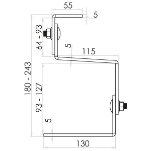 CONTACT STAFFA TOTALMENTE REGOLABILE PER COPPI/TEGOLE STR0004 - SP. 5MM H. 93/127MM