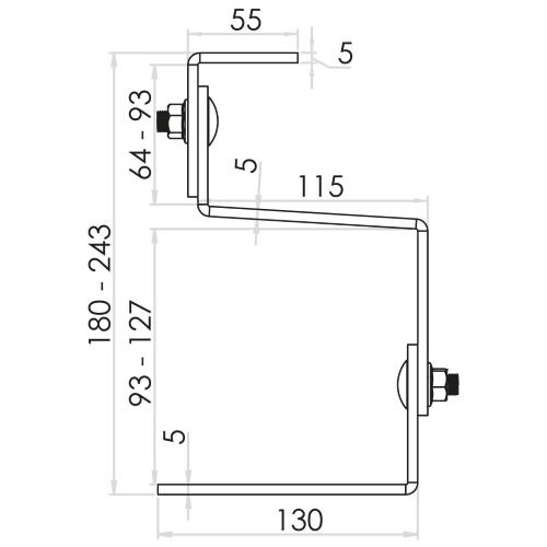CONTACT STAFFA TOTALMENTE REGOLABILE PER COPPI/TEGOLE STR0004 - SP. 5MM H. 93/127MM