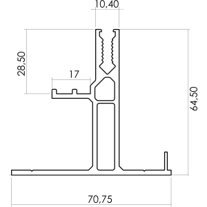 CONTACT PROFILO TERMINALE PER APPOGGIO PANNELLI CON SPESSORE DA 28 A 44MM - LUNGHEZZA 3100MM