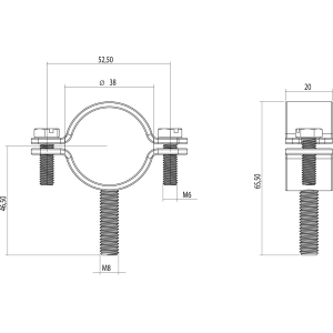 CONTACT KIT COLLARE POSTERIORE M8 PER CONTROVENTO 25X25 ZINCATA
