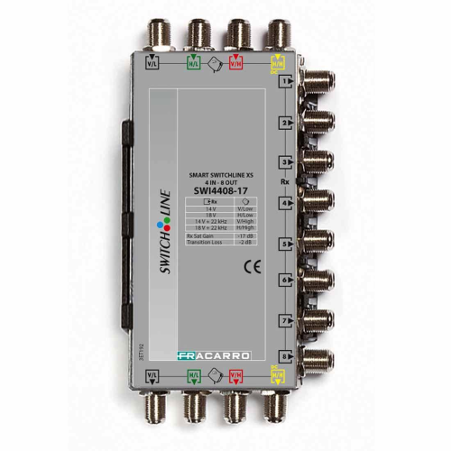 SWI4408-17 MULTISWITCH IN CASCATA A 4 INGRESSI E 8 USCITE DERIVATE CON 17DB DI ATTENUAZIONE SULLE DERIVATE UTENTE