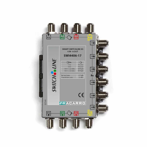 SWI4406-17 MULTISWITCH IN CASCATA A 4 INGRESSI E 6 USCITE DERIVATE CON 17DB DI ATTENUAZIONE SULLE DERIVATE UTENTE