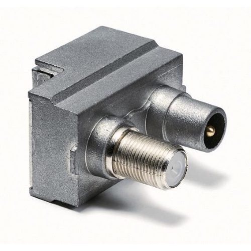 PDM00 PRESA FRUTTO TERMINALE; 2 USCITE DEMISCELATE CON CONNETTORE IEC MASCHIO PER LA BANDA TV (47-862MHZ) E CONNETTORE F FEMMINA PER LA BANDA SATELLITE (950-2400MHZ)