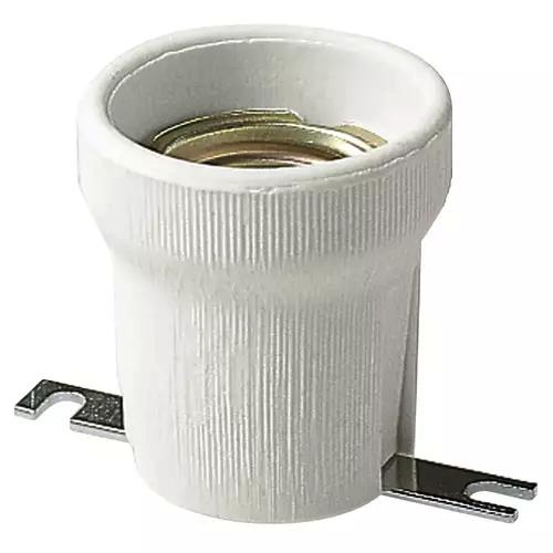 PORTALAMPADA E27 Ø43MM CORPO PORTELLANA PIASTRA DRITTA