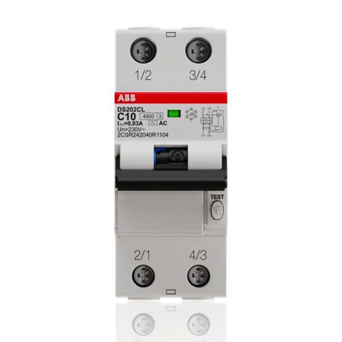 ABB DS202C L INTERRUTTORE MAGNETOTERMICO DIFFERENZIALE 4,5KA 2P AC C20 30MA