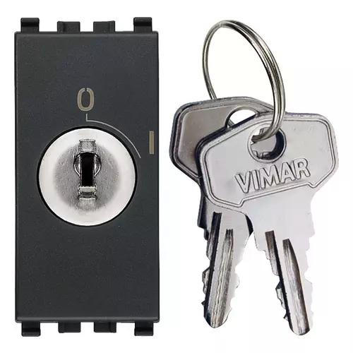 VIMAR EIKON - PULSANTE 2P NO 16A +CHIAVE GRIGIO