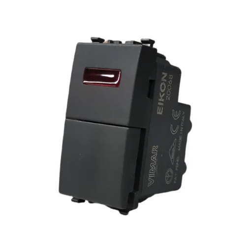 VIMAR EIKON - PULSANTE 1P NO 10A +SPIA ROSSA GRIGIO