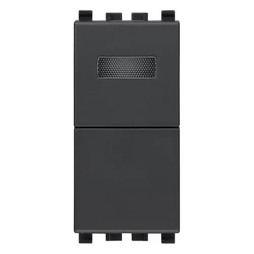 VIMAR EIKON - PULSANTE 1P NO 10A +SPIA VERDE GRIGIO