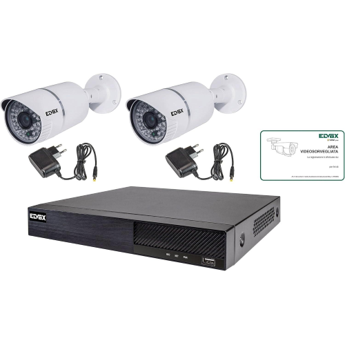 KIT VIDEOSORVEGLIANZA ELVOX DVR 4 CANALI ANALOGICO AHD E 2 CAMERE 3MPX BULLET FF