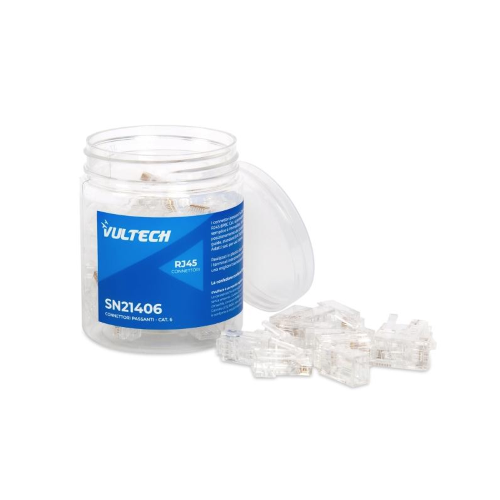 CONNETTORI TRASPARENTI PASSANTI RJ45 UTP VULTECH 50 PZ. 8P8C SN21406 CAT6