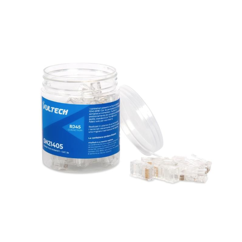 CONNETTORI TRASPARENTI PASSANTI RJ45 UTP VULTECH 50 PZ. 8P8C SN21405 CAT5E