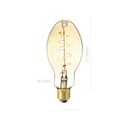 LAMPADINA LED, E27, E75, VETRO AMBRATO, 4W, 130 LM, COLORE CALDO 2000K, FILAMEN O VITE, CLASSE A+, DIMMERABILE
