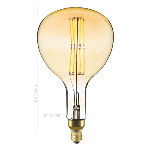 LAMPADINA LED, E27, PERA XXL A160, VETRO AMBRATO, 4W, 130 LM, COLORE CALDO 2000K, FILAMENTO ONDA VERTICALE, CLASSE A+, DIMMERABILE
