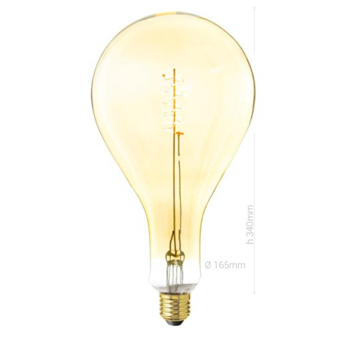 LAMPADINA LED, E27, PERA XXL A160, VETRO AMBRATO, 4W, 130 LM, COLORE CALDO 2000K, FILAMENTO VITE, CLASSE A+, DIMMERABILE