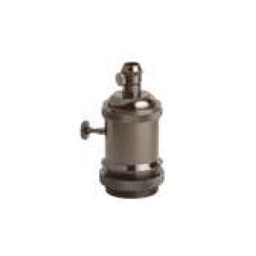 PORTALAMPADA E27 IN METALLO CON INTERRUTTORE ROTATIVO, INTERNO IN BACHELITE CON CONNETTORE DI TERRA E PRESSACAVO INCLUSI, Ø 50MM ING. MAX 65MM H 100MM, COLORE CANNA DI FUCILE LUCIDO 7A