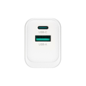 CARICATORE ADATTATORE UNIVERSALE VULTECH CC33-1C1A 1 PORTA TYPE-C PD30+ 1 PORTA USB QC3.0  GAN PPS 33W- BIANCO DIMENSIONI COMPATTE