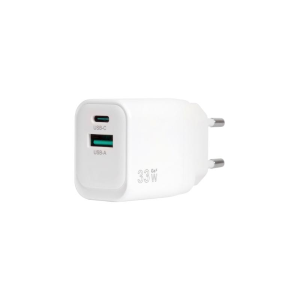 CARICATORE ADATTATORE UNIVERSALE VULTECH CC33-1C1A 1 PORTA TYPE-C PD30+ 1 PORTA USB QC3.0  GAN PPS 33W- BIANCO DIMENSIONI COMPATTE