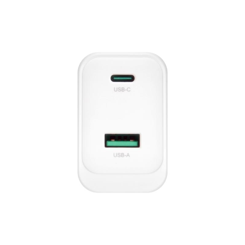 CARICATORE ADATTATORE UNIVERSALE VULTECH CC45-1C1A 1 PORTA TYPE-C 1 PORTA USB PD45 GAN PPS 45W QC3.0 - BIANCO DIMENSIONI COMPATTE