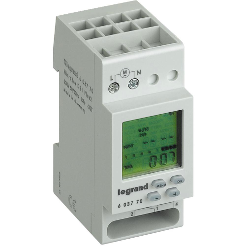 LEGRAND MICROREX D21PLUS, INTERRUTTORE ORARIO SETTIMANALE - 1 CANALE - 28 PROGRAMMI - 2 MODULI - 1NO/NC