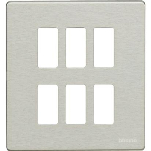 MAGIC - PLACCA 3+3 POSTI PER SCATOLA 506E E 506NP - IN ALLUMINIO OXIDAL - CON SOTTOPLACCA ISOLANTE E AGGANCIO GRADUALE PER SUPPORTO 506S