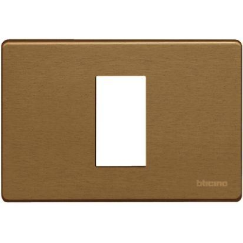 MAGIC - PLACCA 1 POSTO IN ALLUMINIO COLOR BRONZO SCURO - CON SOTTOPLACCA ISOLANTE E AGGANCIO GRADUALE PER SUPPORTO 504SA
