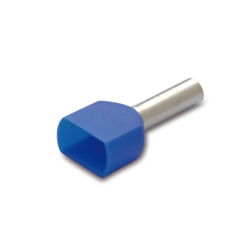 TERMINALE A BUSSOLA CAVO DOPPIO ISOLANTE BLU 2X2,5 - CONF. 100 PZ