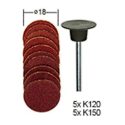 PROXXON PLATORELLO FLESSIBILE CON 10 DISCHI ABRASIVI, DIAM. 18MM