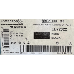 BRICK DUE DIFFUSORE VETRO TEMPERATO SATINATO D. 280 CON GRIGLIA-E27 Dulux EL 1x20W