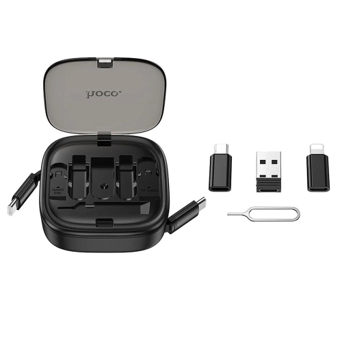 HOCO - CAVO RETRATTILE 3IN1 LIGHTNING / MICRO USB / USB-C PD 60W U140 0,95M BLACK