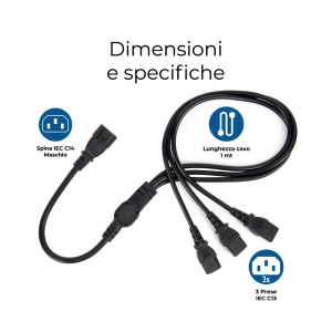 CAVO DI ALIMENTAZIONE SPLITTER DA IEC C14 A 3 X IEC C13 - MU-UPS04