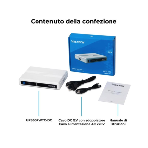 UPS DC 60W GRUPPO DI CONTINUITÀ VULTECH UPS60PWTC-DC CON PORTA TYPE-C
